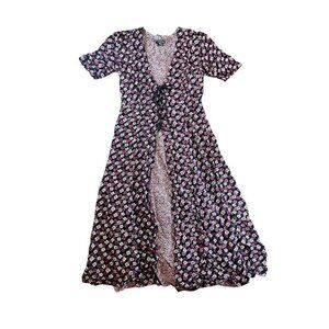 Vintage Starina Floral Lace Up Maxi Dress